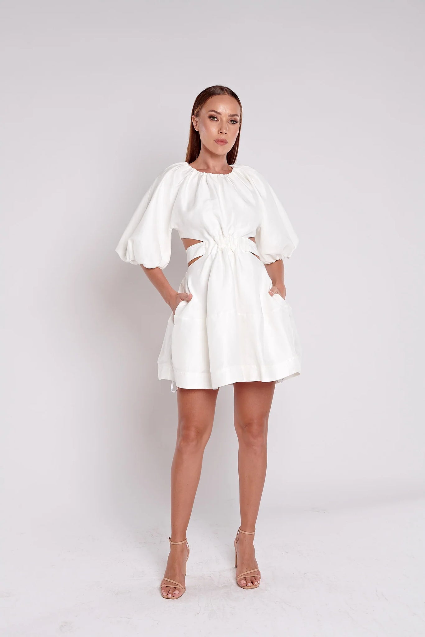 mimosa cut out mini dress Aje Mimosa Cut Out Mini Dress in Ivory Size AU 6