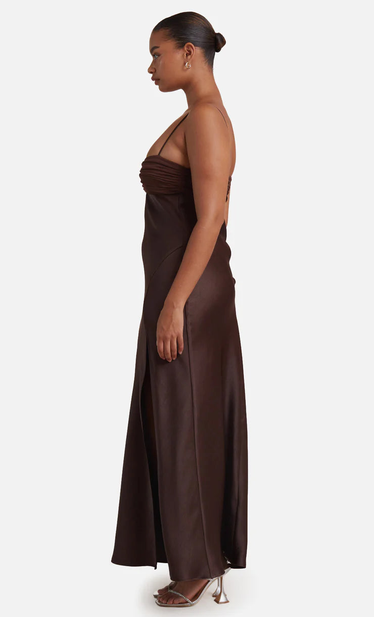 bebe long sleeve maxi dress Bebe Women's Poet Sleeve Tie Neck Maxi Dress