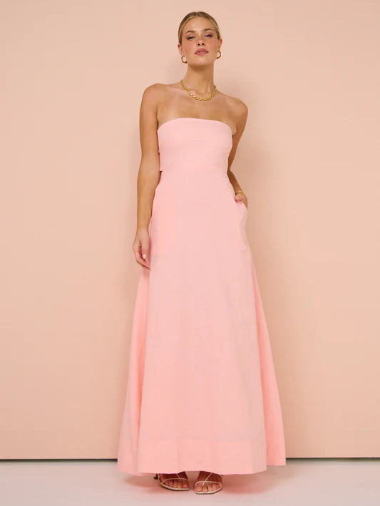 WAVY STRAPLESS MAXI DRESS
