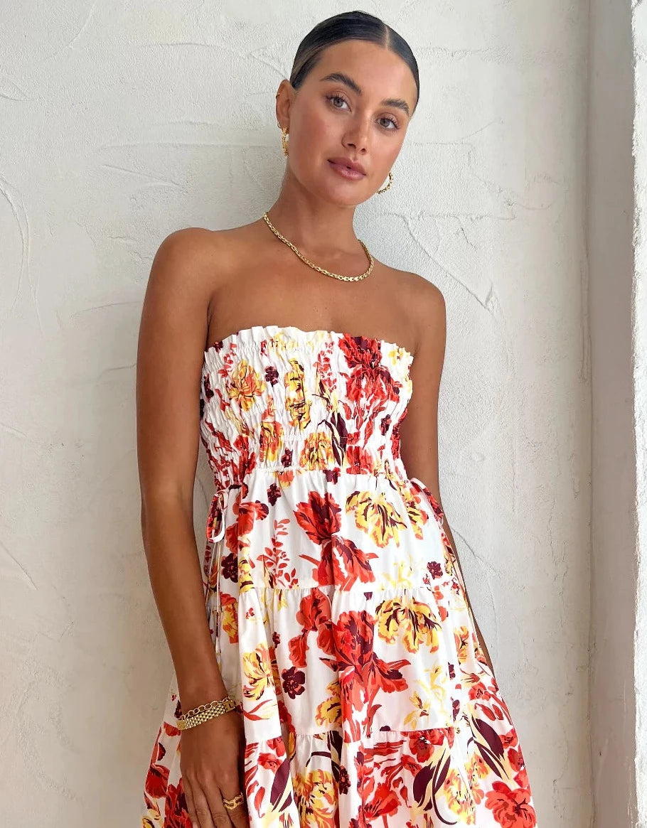 SHIRRED TIERED MIDI - KALANI  Rentmeoutnz