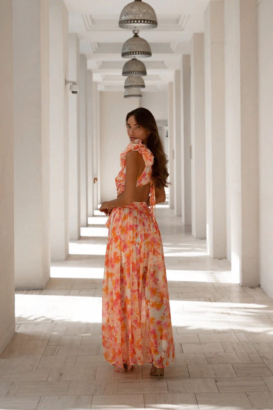 chinese dress ladies Fuchsia Patio Floral Maxi Dress  Carriage